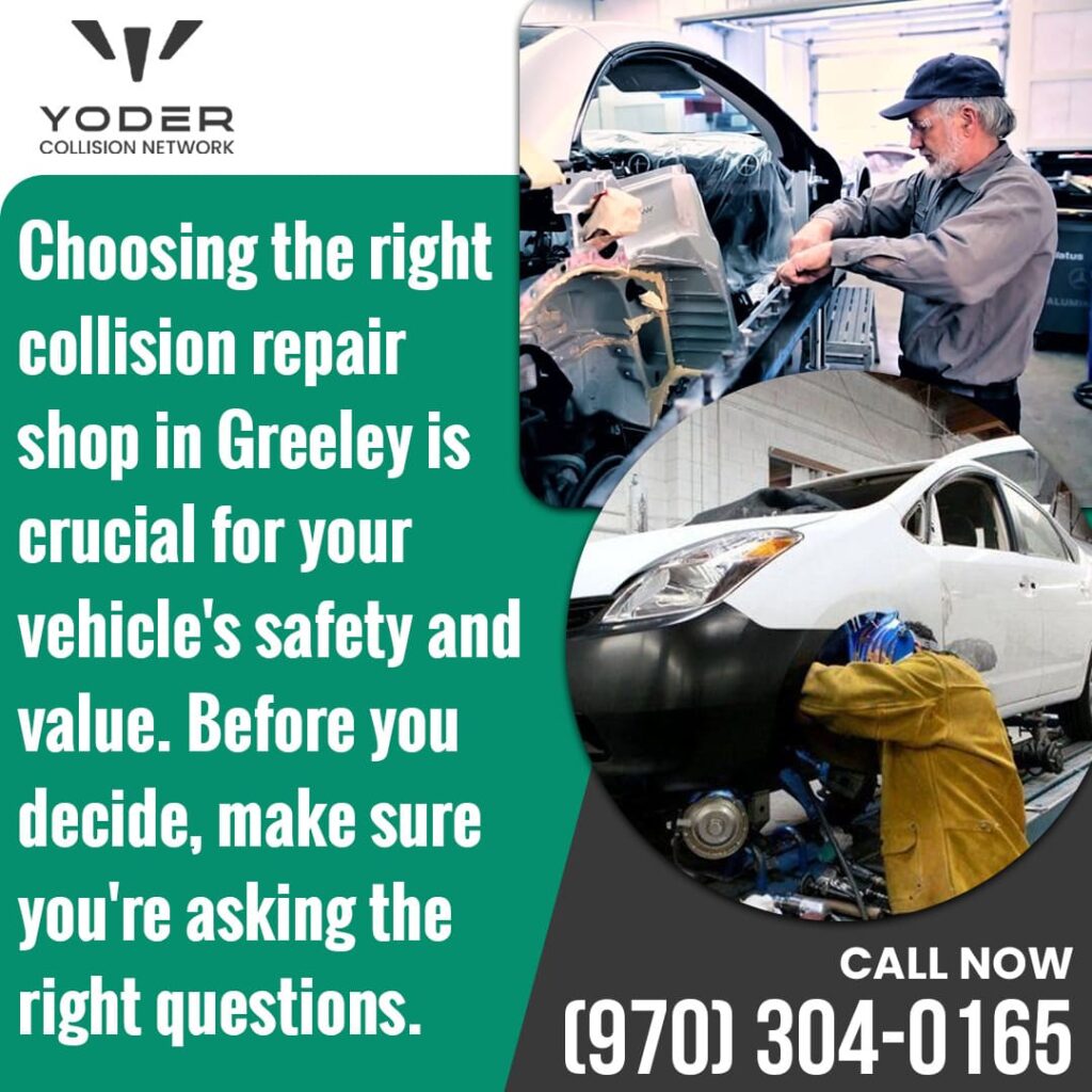 Collision repair shop in Greely