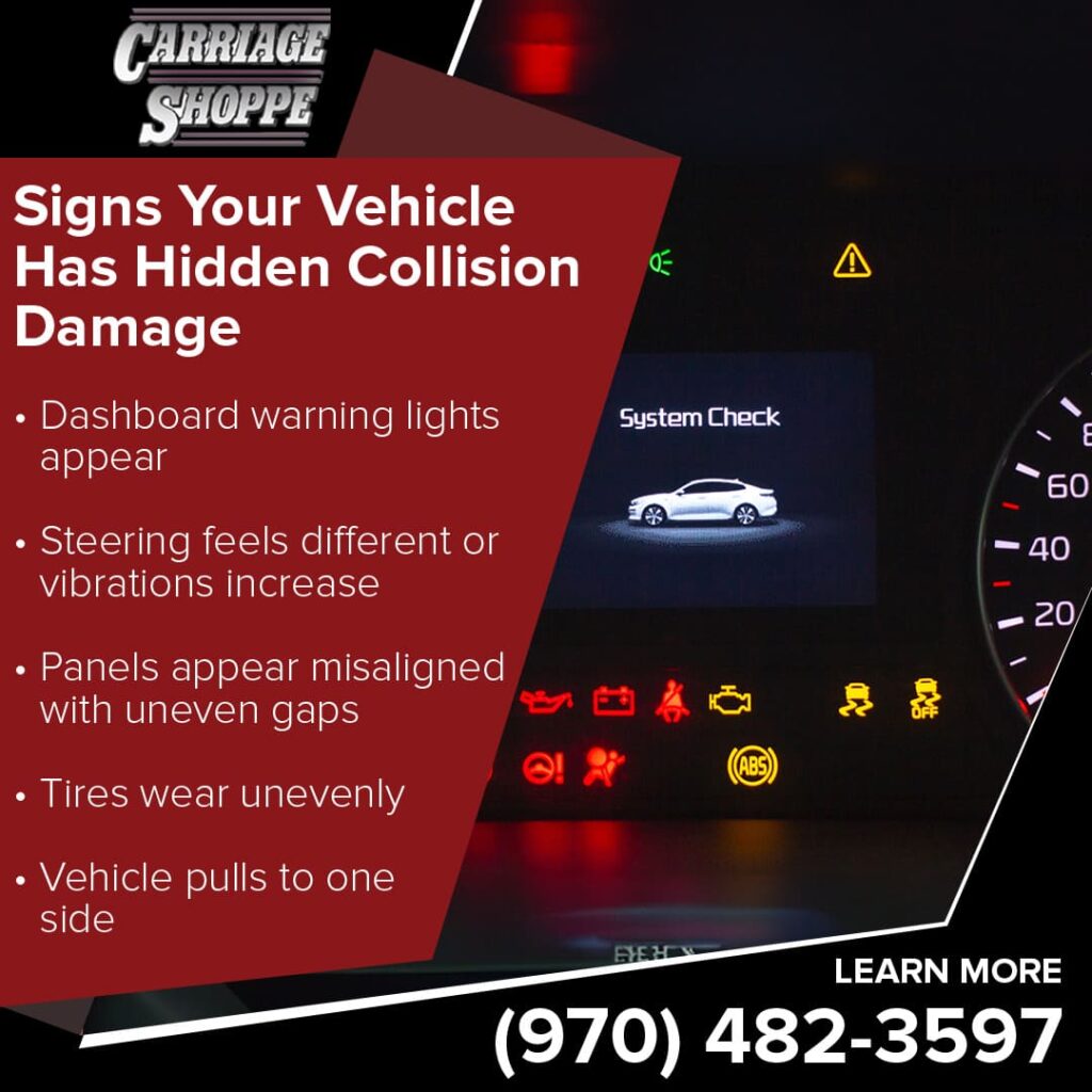 Signs that vehicle has hidden collision damage