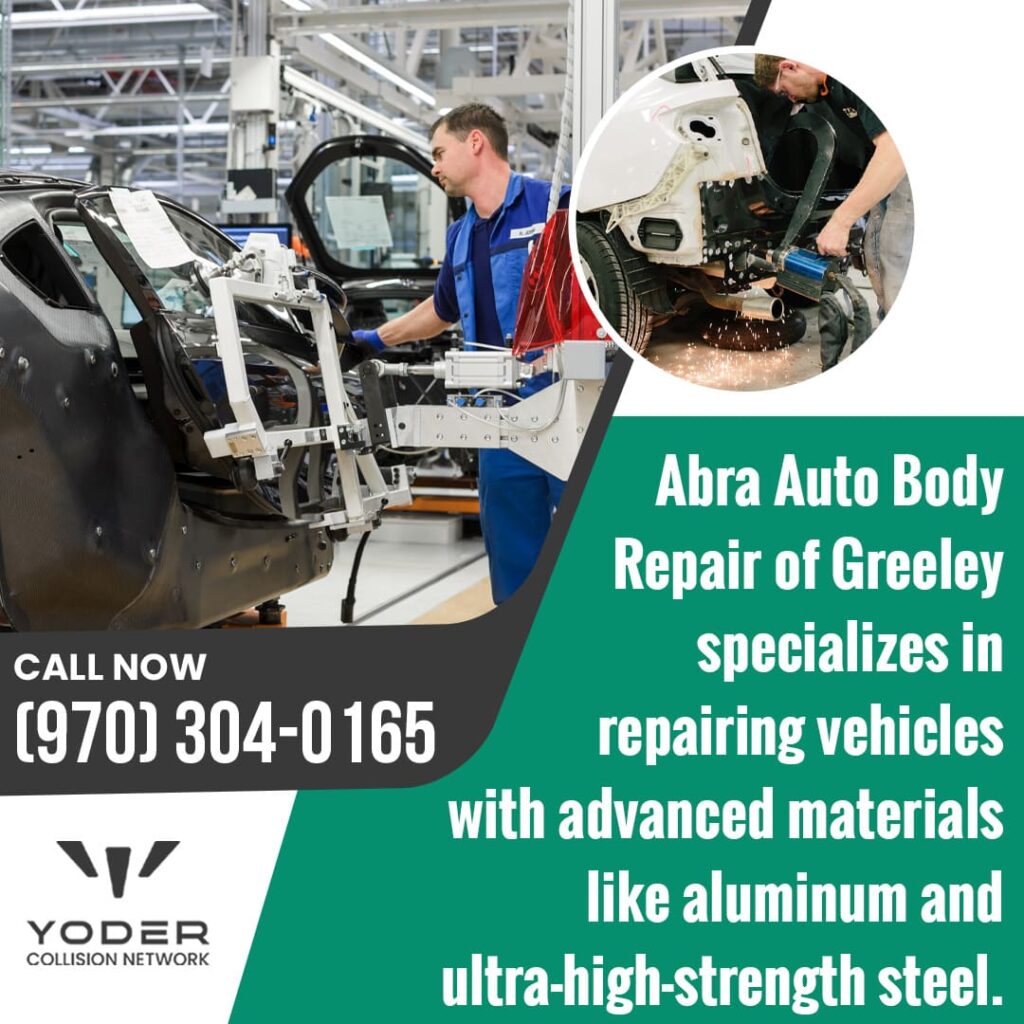 Abra Auto Body Repair of Greeley repairing vehicles